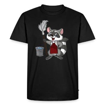 Raccoon cleaning bear washing cleaning gift - Men's Premium Organic T-Shirt - black - Front - Nico (187cm)
