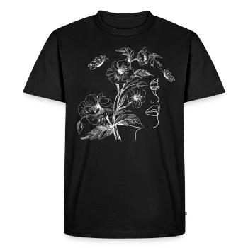 Silhouette de dessin de visage de fleurs - T-shirt Premium bio Homme - noir - Devant - Nico (187cm)