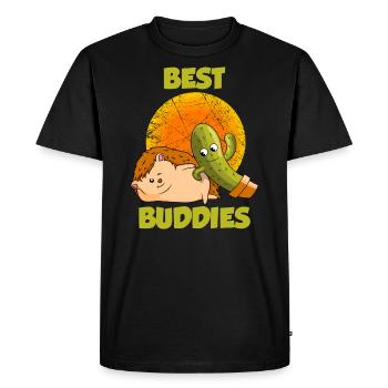 Hedgehog Cactus Best Buddies - Men's Premium Organic T-Shirt - black - Front - Nico (187cm)