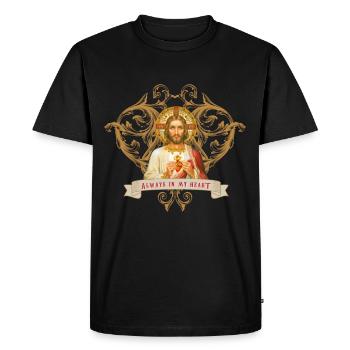 Jésus-Christ dans mon cœur, mon amour et ma foi - T-shirt Premium bio Homme - noir - Devant - Nico (187cm)