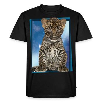 Léopard - T-shirt Premium bio Homme - noir - Devant - Nico (187cm)