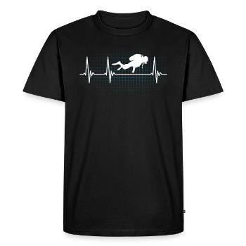Cadeau de pouls de rythme cardiaque de plongeur - T-shirt Premium bio Homme - noir - Devant - Nico (187cm)