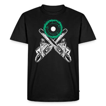 Tree cutter with chainsaw and chainsaw tree stump - Men's Premium Organic T-Shirt - black - Front - Nico (187cm)