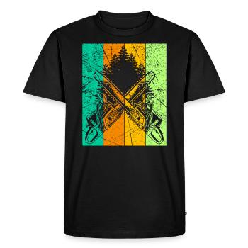 Bûcheron Rétro Design avec tronçonneuse tronçonneuse - T-shirt Premium bio Homme - noir - Devant - Nico (187cm)