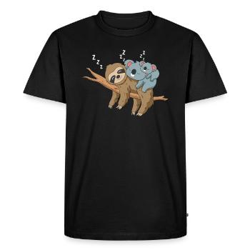 Cadeau de paresse koala mignon endormi - T-shirt Premium bio Homme - noir - Devant - Nico (187cm)