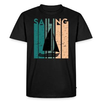 Retro Sailor Sailing Regatta Gift Sailboat - Men's Premium Organic T-Shirt - black - Front - Nico (187cm)