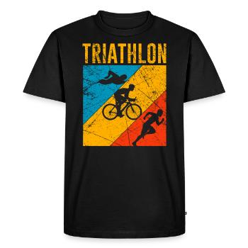Vintage Triathlon Triathlètes cadeaux endurance - T-shirt Premium bio Homme - noir - Devant - Nico (187cm)