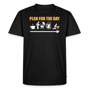 Plan for the day Café Grillen Bière Beischlaf - T-shirt Premium bio Homme - noir - Devant - Nico (187cm)