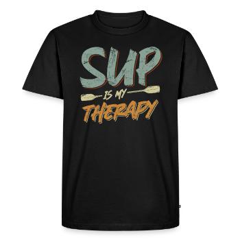 SUP Stand up Paddle Sort SUP is my therapy - T-shirt Premium bio Homme - noir - Devant - Nico (187cm)