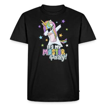 Master Graduation Gift Unicorn Party Celebration - Men's Premium Organic T-Shirt - black - Front - Nico (187cm)