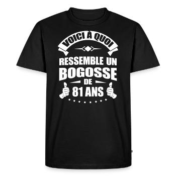 BOGOSSE DE 81 ANS - T-shirt Premium bio Homme - noir - Devant - Nico (187cm)