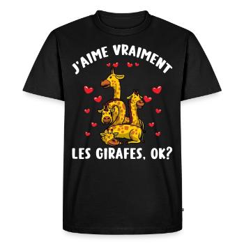 J'aime Vraiment Les Girafes - T-shirt Premium bio Homme - noir - Devant - Nico (187cm)