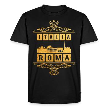 Rome Roma Italie Ville Skyline Ornement Or Amour - T-shirt Premium bio Homme - noir - Devant - Nico (187cm)