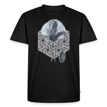 coquelicot noir et blanc avec hexagone en arrière-plan - T-shirt Premium bio Homme - noir - Devant - Nico (187cm)
