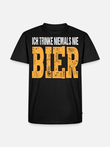 Ich trinke niemals nie Bier - Männer Premium Bio T-Shirt - Schwarz