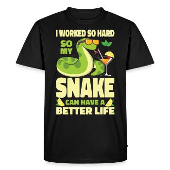 Snake Serpent I Worked So Hard So - Men's Premium Organic T-Shirt - black - Front - Nico (187cm)