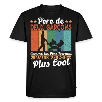 Père De Deux Garcons Papa Fête Des Pères - T-shirt Premium bio Homme - noir - Devant - Nico (187cm)