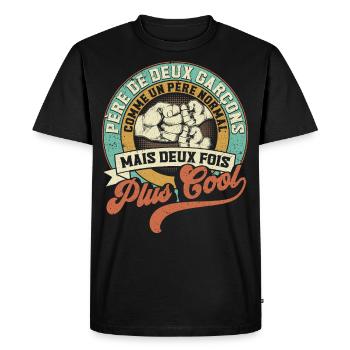 Père De Deux Garcons Papa Fête Des Pères - T-shirt Premium bio Homme - noir - Devant - Nico (187cm)