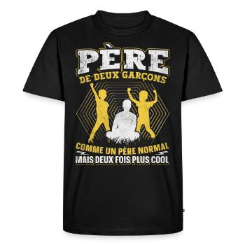 Père De Deux Garcons Papa Fête Des Pères - T-shirt Premium bio Homme - noir - Devant - Nico (187cm)