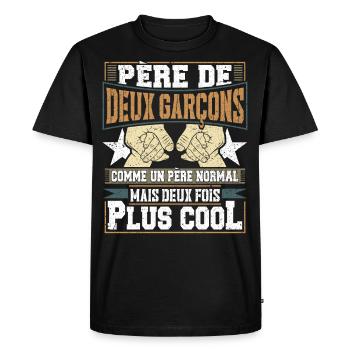 Père De Deux Garcons Papa Fête Des Pères - T-shirt Premium bio Homme - noir - Devant - Nico (187cm)