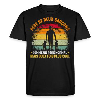 Père De Deux Garcons Papa Fête Des Pères - T-shirt Premium bio Homme - noir - Devant - Nico (187cm)