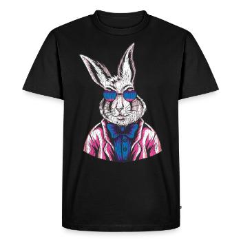Bisexuel Bi Pride Flag Rabbit - T-shirt Premium bio Homme - noir - Devant - Nico (187cm)