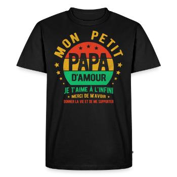 MON PETIT PAPA D'AMOUR JE T'AIME À L'INFINI - T-shirt Premium bio Homme - noir - Devant - Nico (187cm)