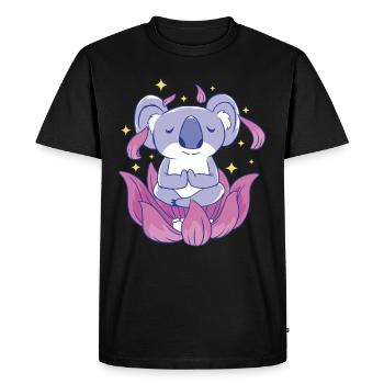 Koala médite dans la méditation de yoga aux fleurs de lotus - T-shirt Premium bio Homme - noir - Devant - Nico (187cm)