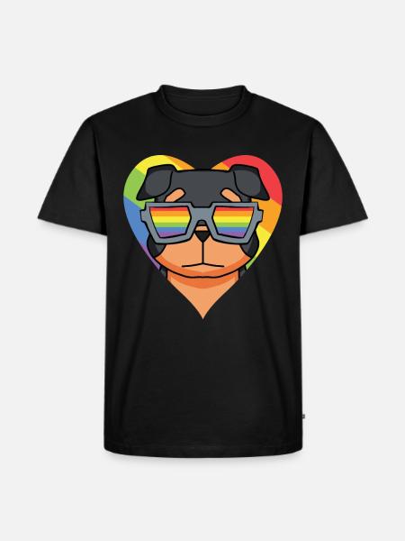 LGBT Hund Rottweiler Regenbogen - Männer Premium Bio T-Shirt - Schwarz