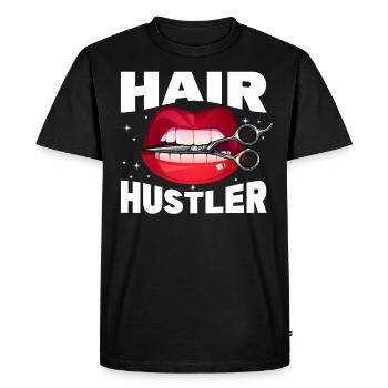 Fournitures de barbier Coiffeur Salon de coiffure Chaise Barbe - T-shirt Premium bio Homme - noir - Devant - Nico (187cm)
