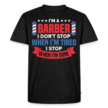 Barbier Coiffeur Salon Coiffeur - T-shirt Premium bio Homme - noir - Devant - Nico (187cm)