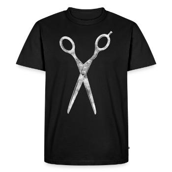 Coiffeur Ciseaux Coupe cheveux - T-shirt Premium bio Homme - noir - Devant - Nico (187cm)