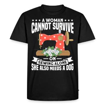 Machine à coudre à coudre Fil matelassé Chien Maman Chien - T-shirt Premium bio Homme - noir - Devant - Nico (187cm)