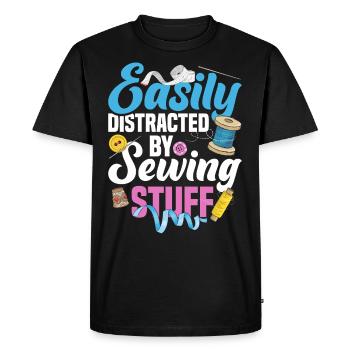 Boutons pour machine à coudre Aiguille Fil matelassé Th - T-shirt Premium bio Homme - noir - Devant - Nico (187cm)