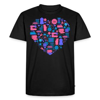Tricot de couture de cœur pour femmes - T-shirt Premium bio Homme - noir - Devant - Nico (187cm)