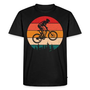 Retro Mountain Biker Uphill - Men's Premium Organic T-Shirt - black - Front - Nico (187cm)