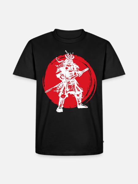 Samurai Japanischer Krieger Blutmond Design - Männer Premium Bio T-Shirt - Schwarz