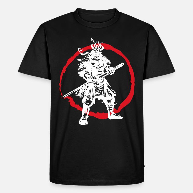 Samurai Japanischer Krieger Blutmond Design - Männer Premium Bio T-Shirt - Schwarz
