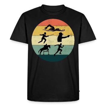 Pentathlon moderne - Escrime Natation Équitation - T-shirt Premium bio Homme - noir - Devant - Nico (187cm)