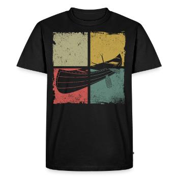 Canoe Canoeing Retro Vintage - Men's Premium Organic T-Shirt - black - Front - Nico (187cm)