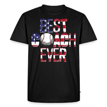 Baseball Fan Coach Vintage - Men's Premium Organic T-Shirt - black - Front - Nico (187cm)