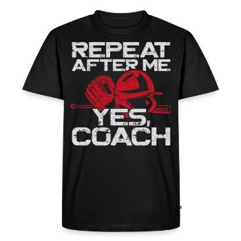 Entraîneur de fans de baseball Vintage Repeat - T-shirt Premium bio Homme - noir - Devant - Nico (187cm)
