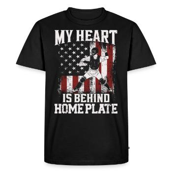 Baseball Fan Catcher Vintage - Men's Premium Organic T-Shirt - black - Front - Nico (187cm)