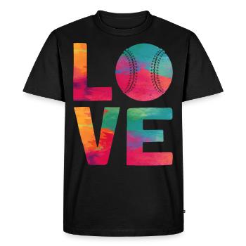 Baseball Fan Watercolor Love - Men's Premium Organic T-Shirt - black - Front - Nico (187cm)