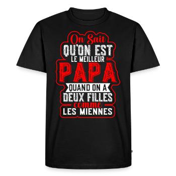 Qu'on Est Le Meilleur Papa Quand On A Deux Filles - T-shirt Premium bio Homme - noir - Devant - Nico (187cm)