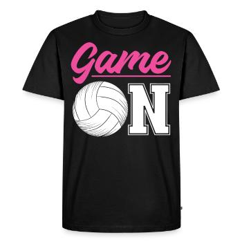 Jeu d’équipe de joueur de volleyball sur - T-shirt Premium bio Homme - noir - Devant - Nico (187cm)