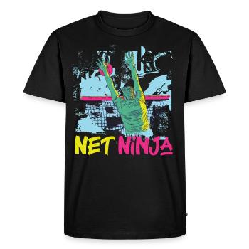 Joueur de volleyball Équipe Ninja 80s - T-shirt Premium bio Homme - noir - Devant - Nico (187cm)