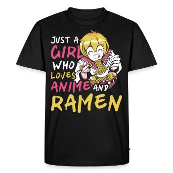 Juste une fille qui aime l’anime et le cadre - T-shirt Premium bio Homme - noir - Devant - Nico (187cm)