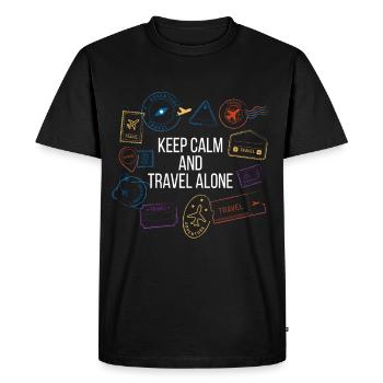 Keep calm and travel alone - Men's Premium Organic T-Shirt - black - Front - Nico (187cm)