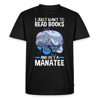 Reading books and petting manatee marine mammals - Men's Premium Organic T-Shirt - black - Front - Nico (187cm)